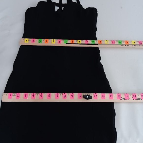 y2k BeBe Bandage dress Black SMALL Mini Strappy Exposed Zip Party Dress - Picture 5 of 11